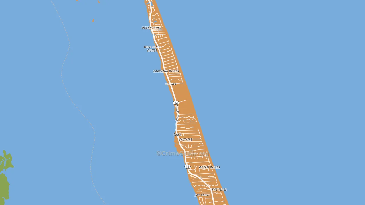 Duck, NC Map of Burglary Rates