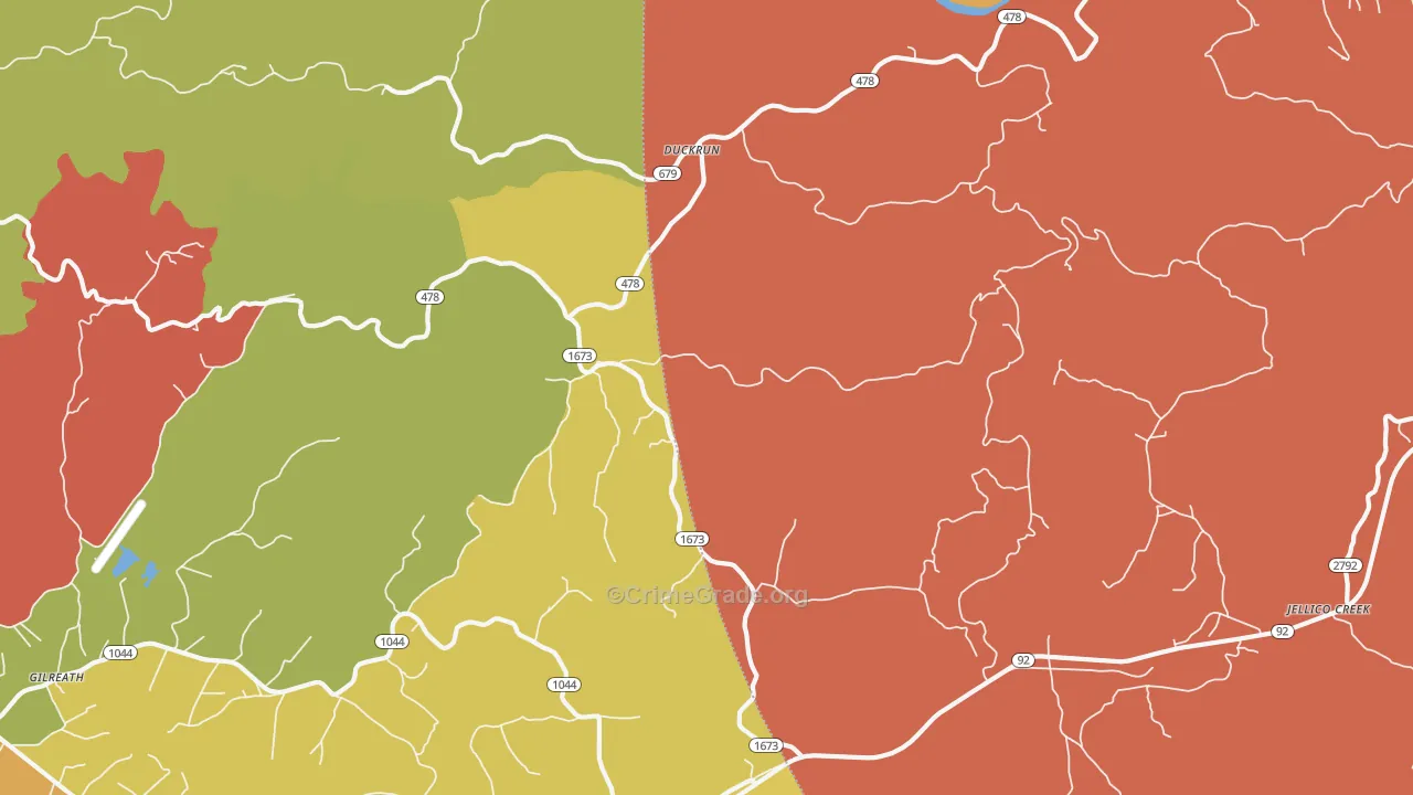 Duckrun, KY Map of Burglary Rates