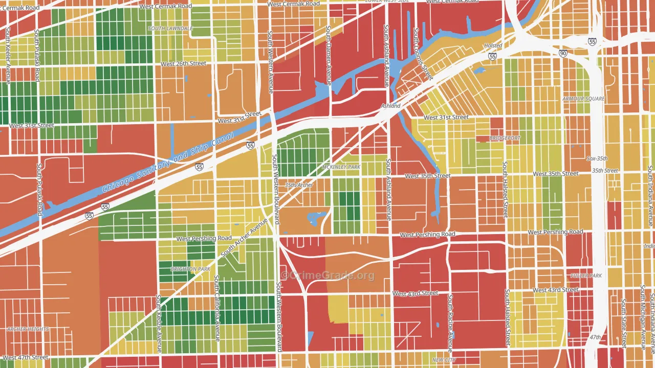 Ducktown, Chicago, IL Map of Burglary Rates