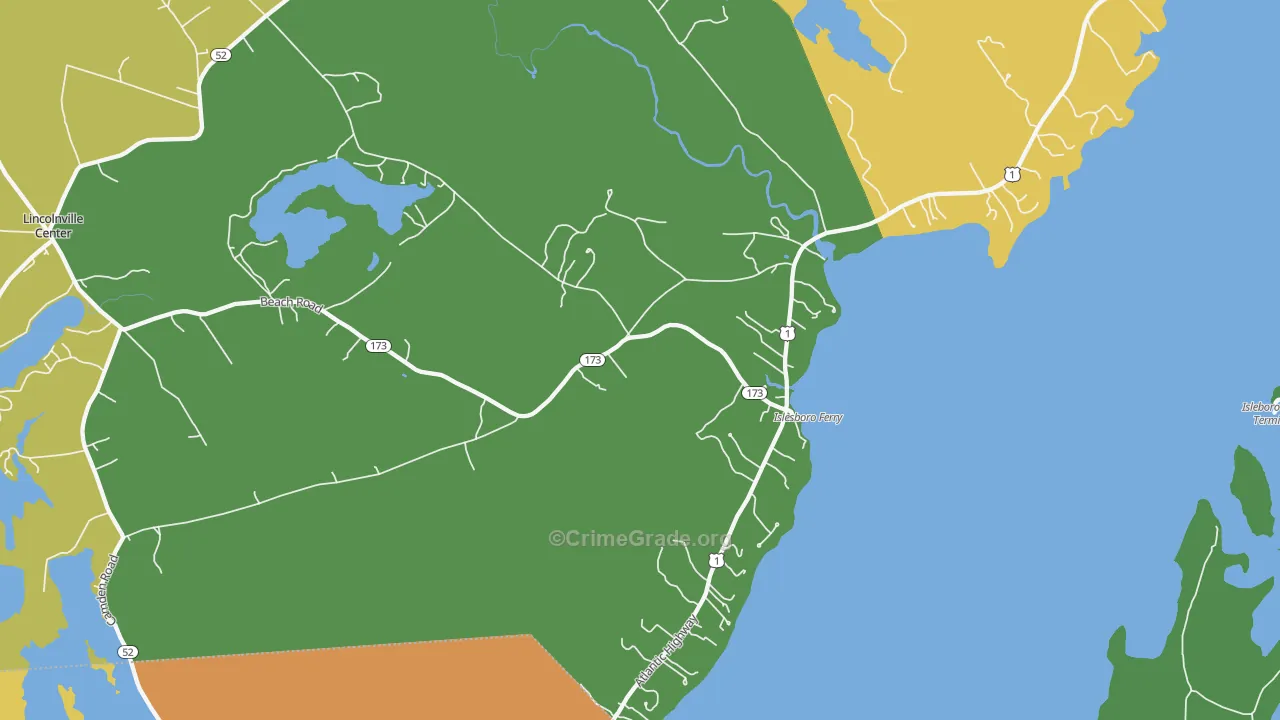 Ducktrap, ME Map of Burglary Rates