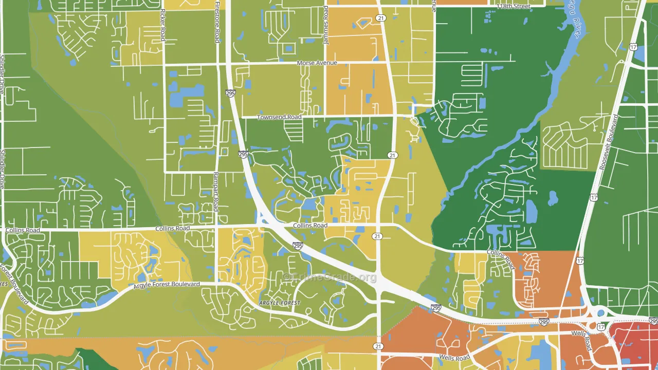 Duclay, Jacksonville, FL Map of Burglary Rates