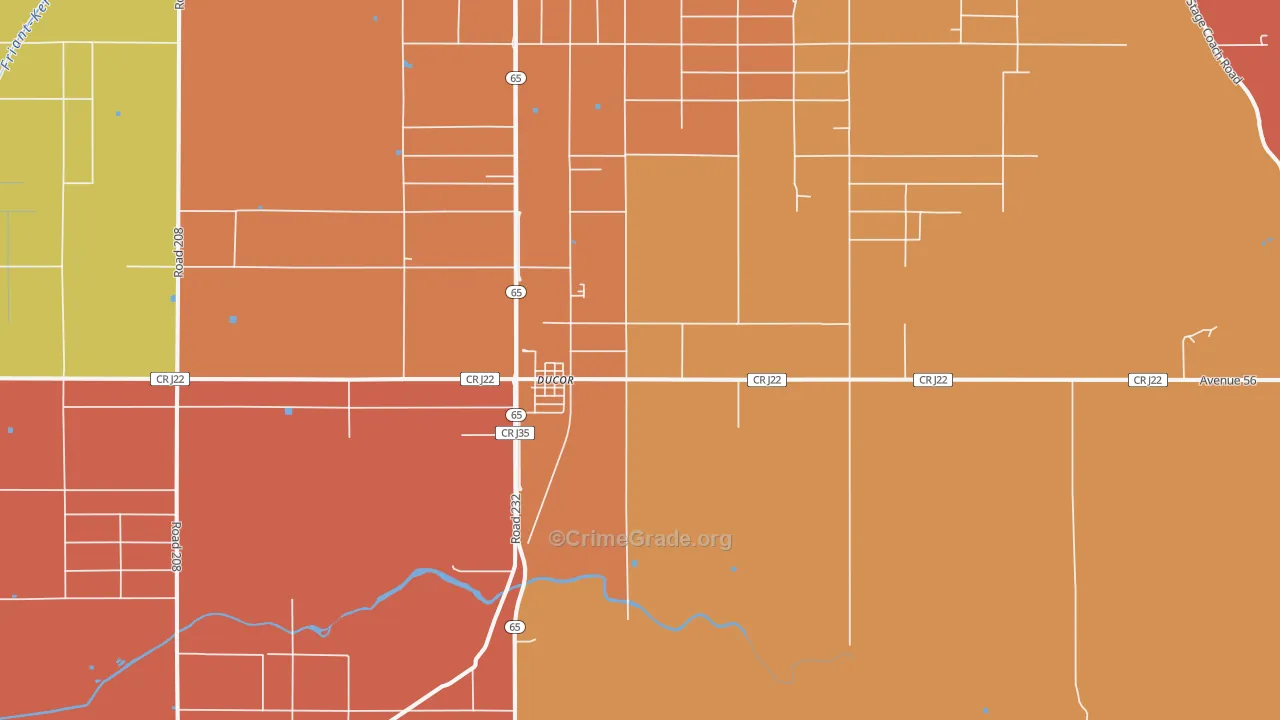 Ducor, CA Map of Burglary Rates