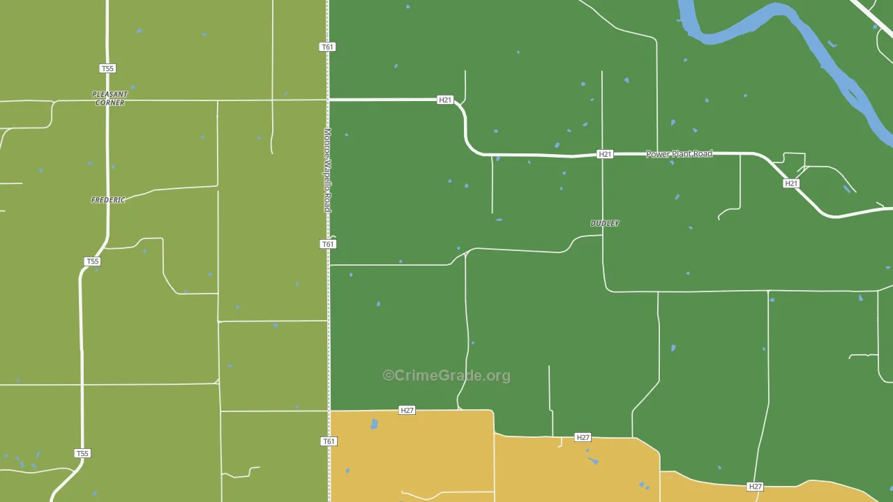 Dudley, IA Map of Burglary Rates