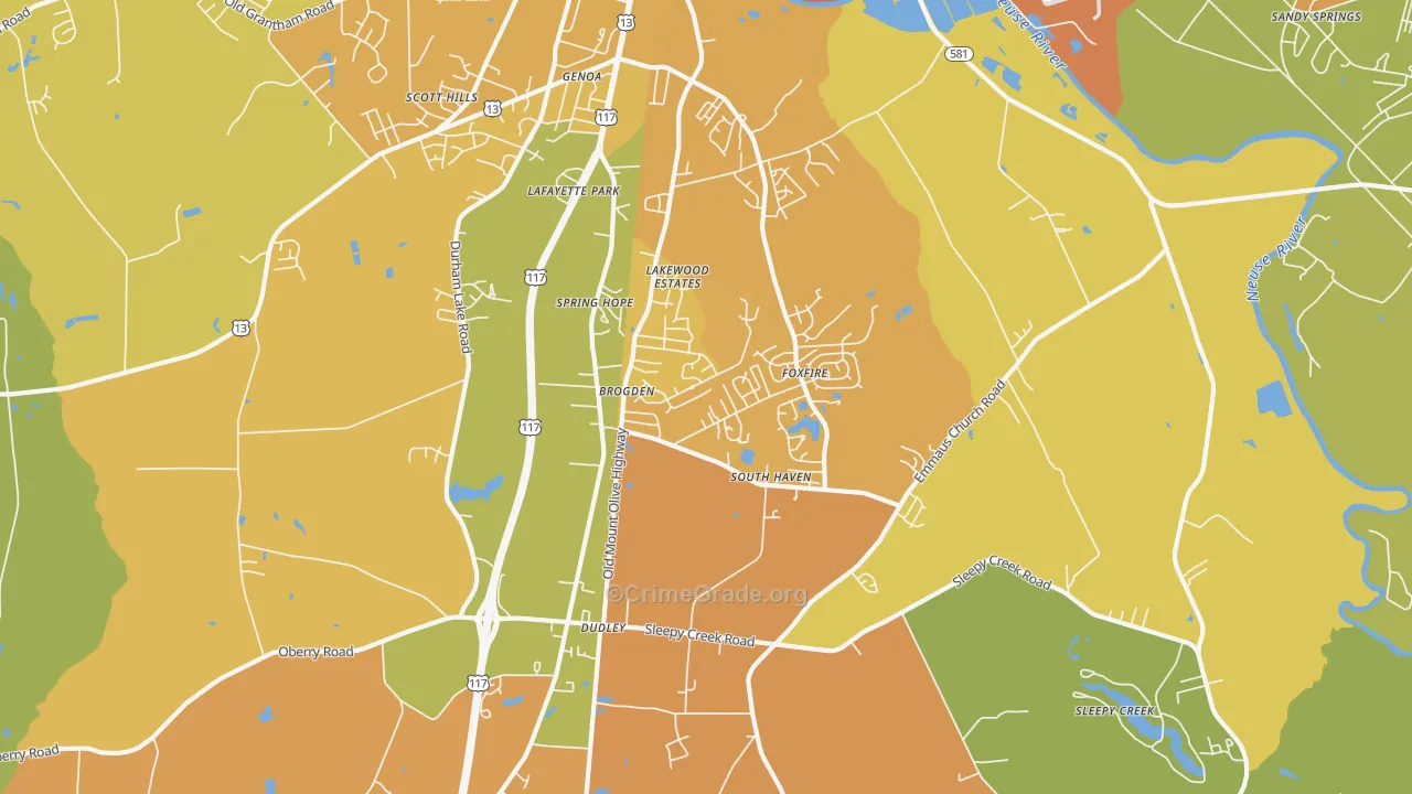 Dudley, NC Map of Burglary Rates