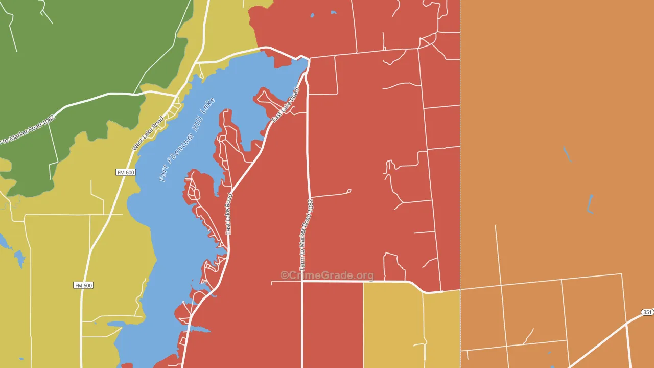 Dudley, TX Map of Burglary Rates