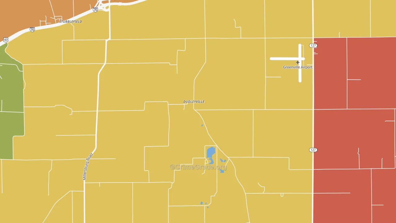 Dudleyville, IL Map of Burglary Rates