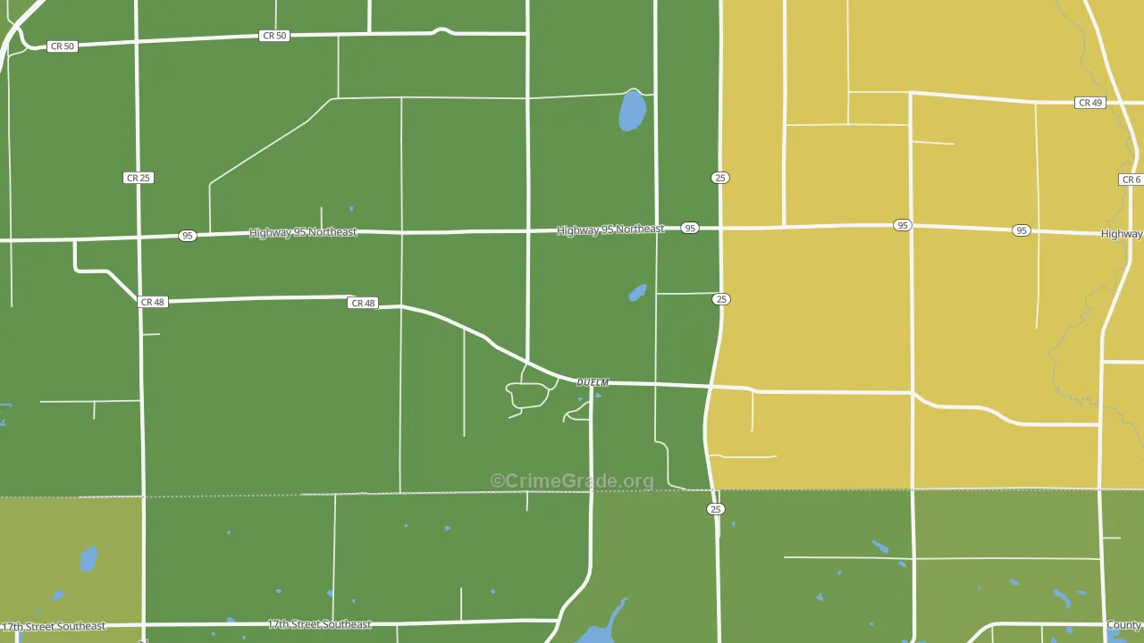 Duelm, MN Map of Burglary Rates