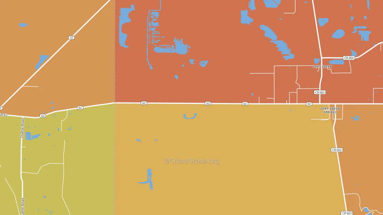 Duette, FL Map of Burglary Rates