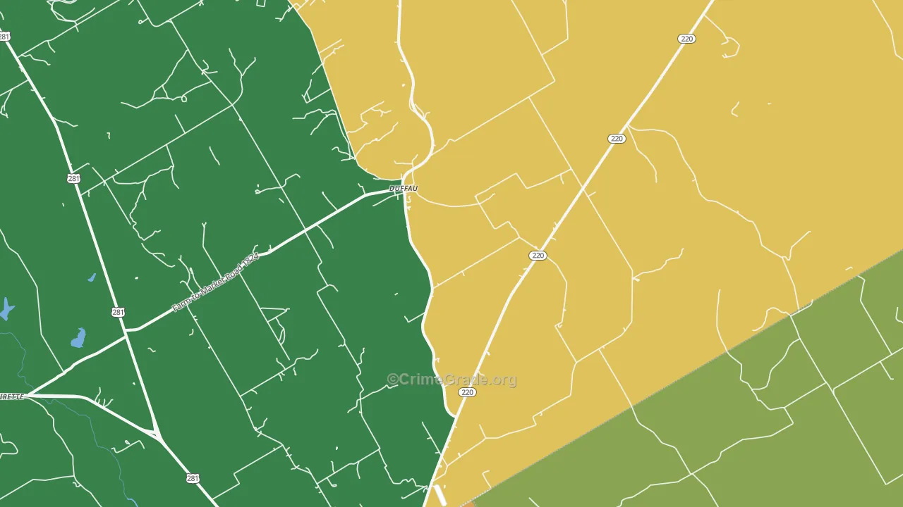 Duffau, TX Map of Burglary Rates