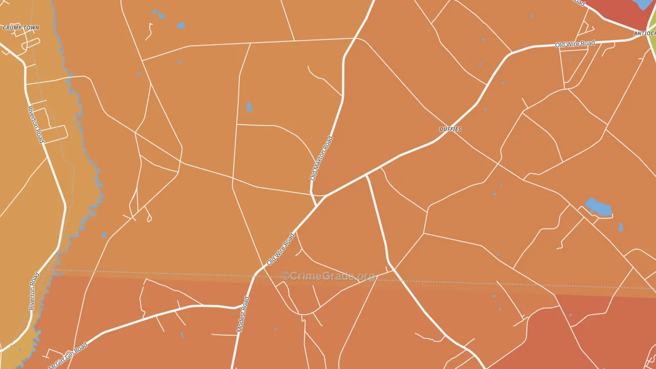 Duffies, NC Map of Burglary Rates