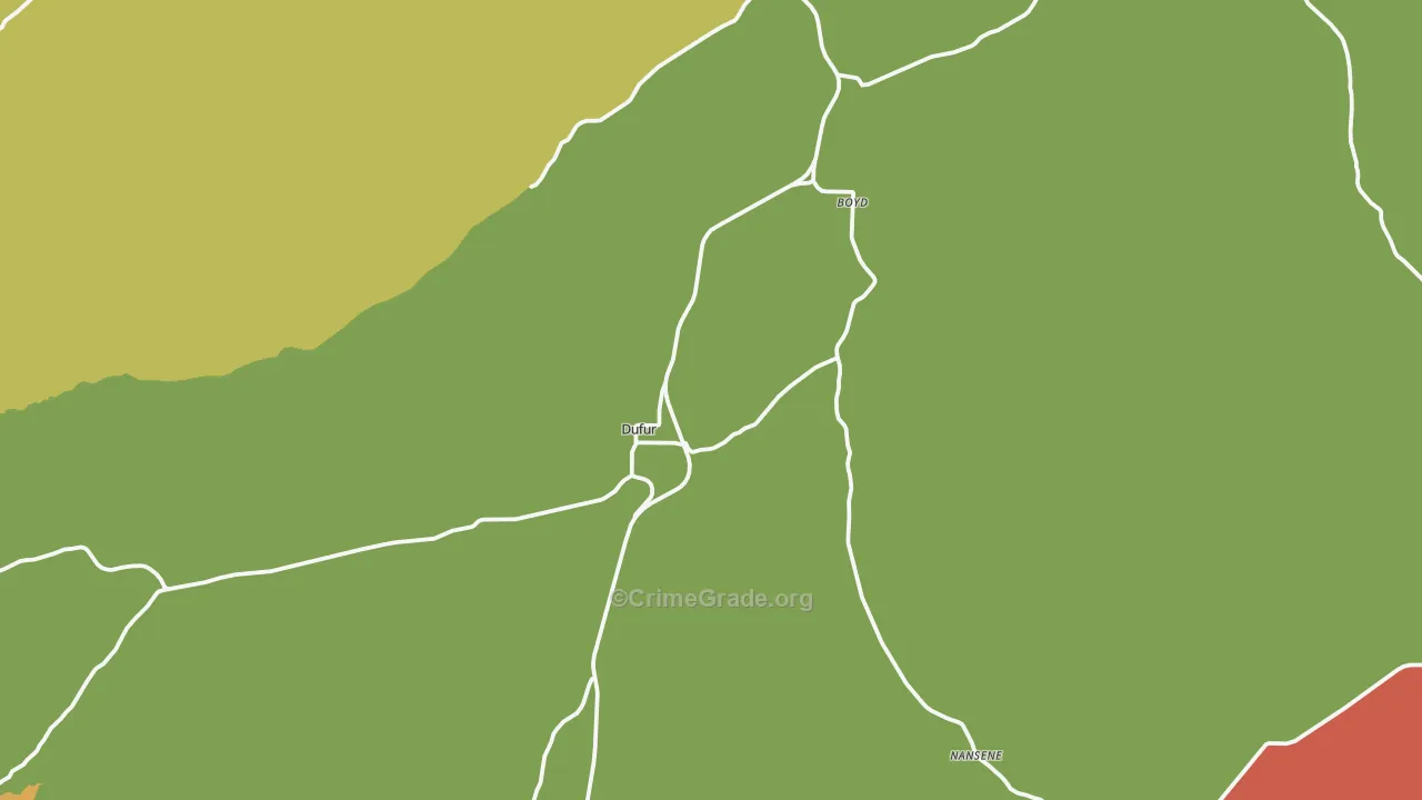 Dufur, OR Map of Burglary Rates
