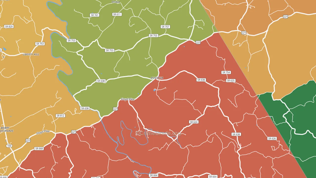 Dugspur, VA Map of Burglary Rates
