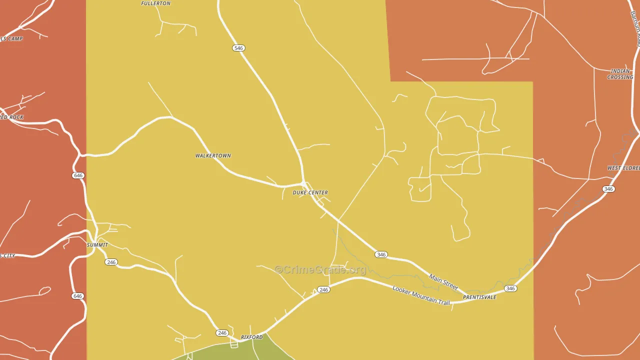 Duke Center, PA Map of Burglary Rates