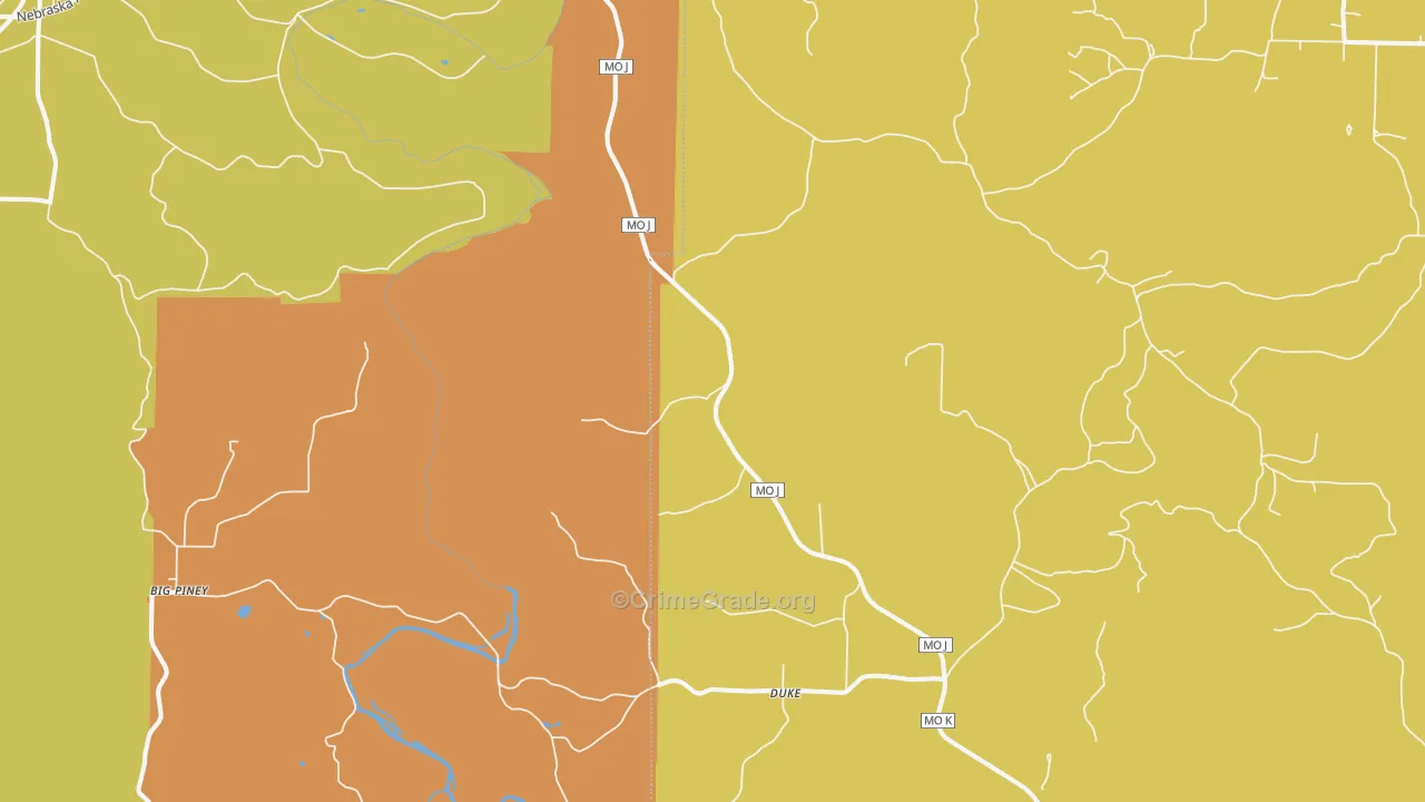 Duke, MO Map of Burglary Rates