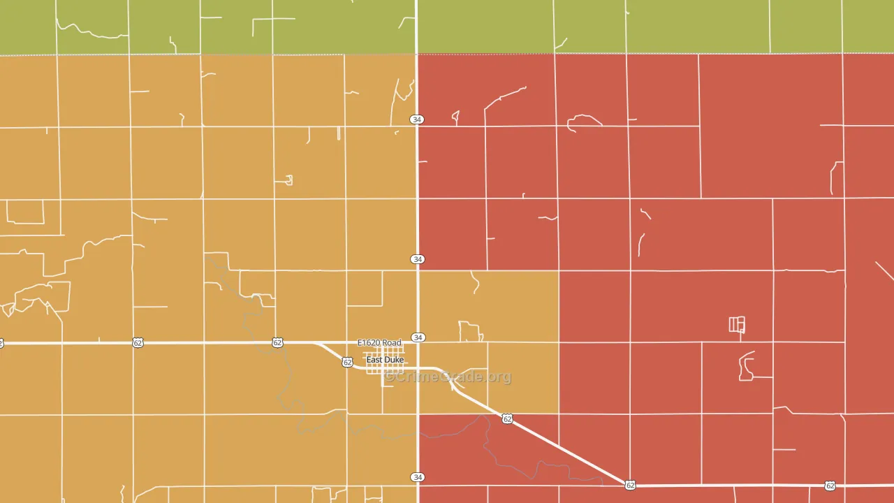 Duke, OK Map of Burglary Rates