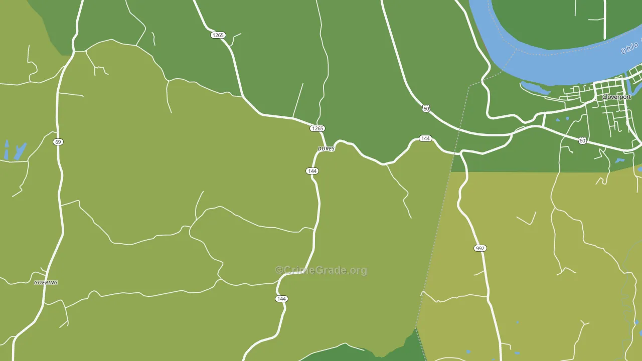 Dukes, KY Map of Burglary Rates