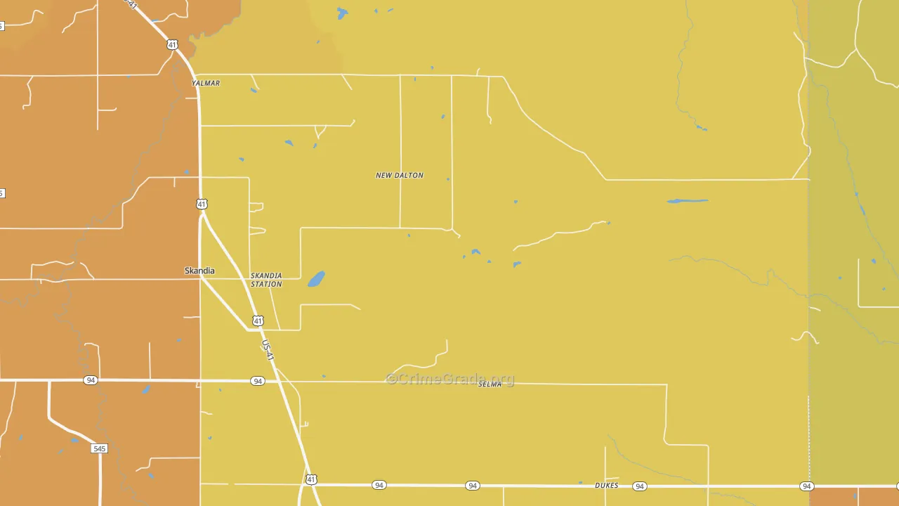 Dukes, MI Map of Burglary Rates