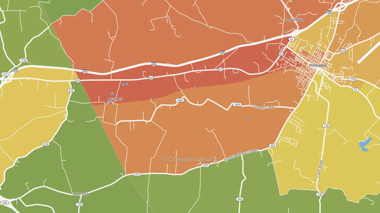 Dulaney, KY Map of Burglary Rates