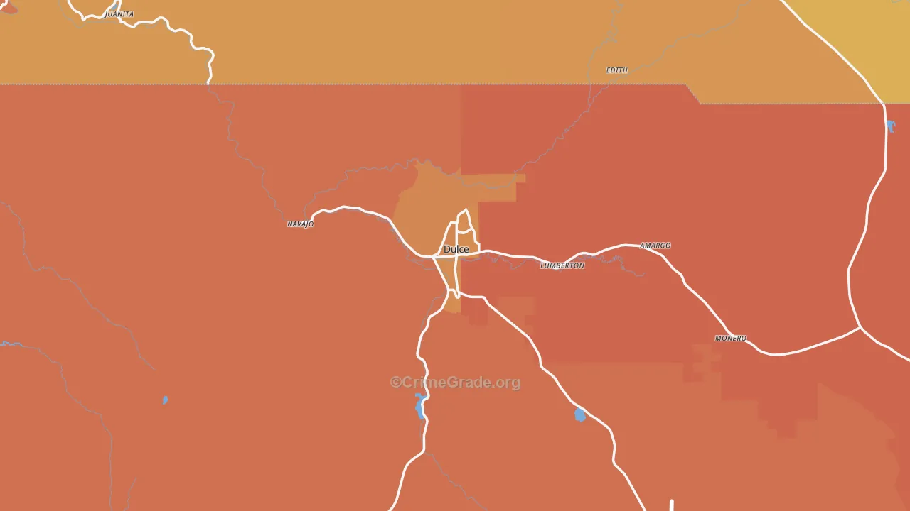 Dulce, NM Map of Burglary Rates