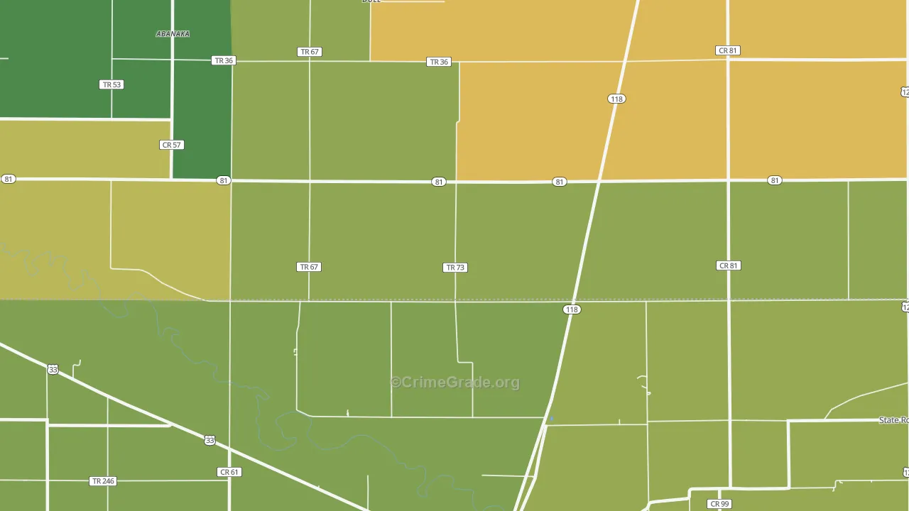 Dull, OH Map of Burglary Rates