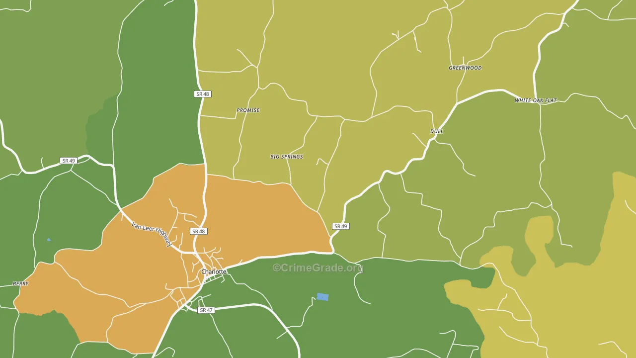 Dull, TN Map of Burglary Rates