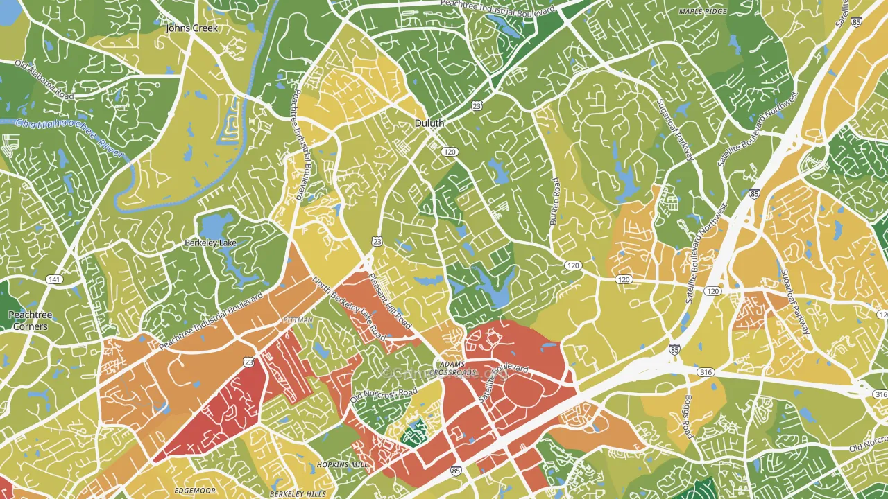 Duluth, GA Map of Burglary Rates