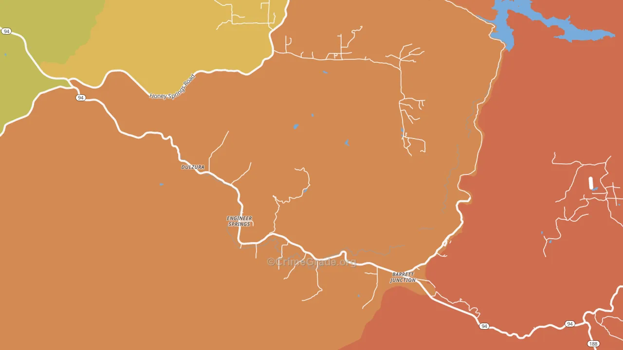 Dulzura, CA Map of Burglary Rates