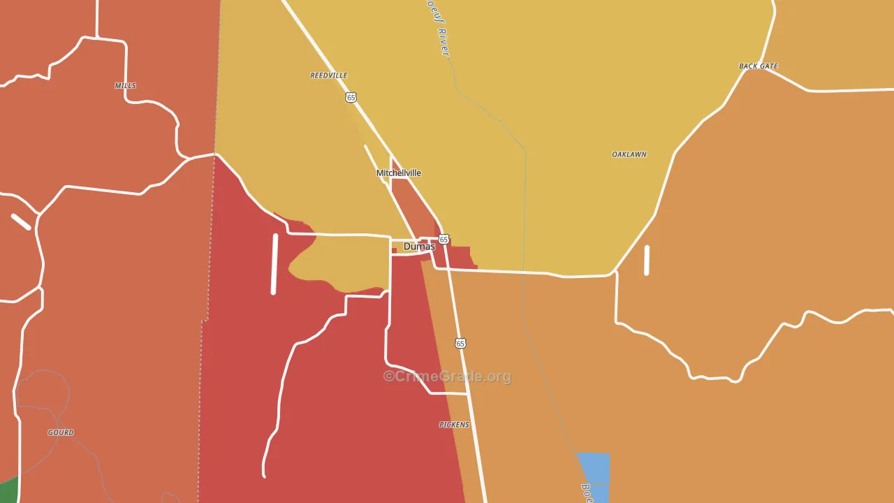 Dumas, AR Map of Burglary Rates