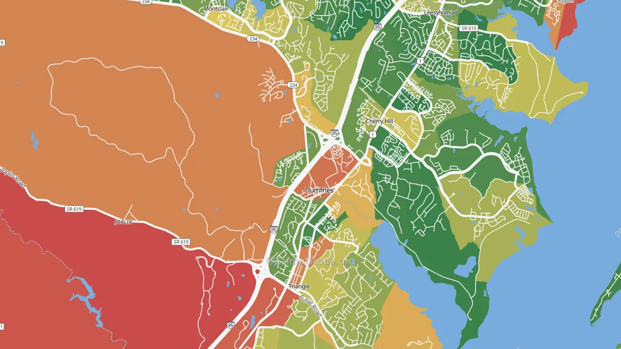 Dumfries, VA Map of Burglary Rates