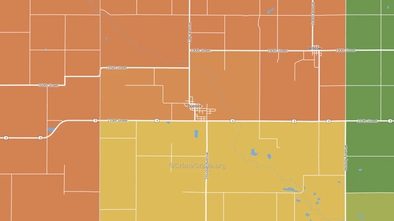 Dumont, IA Map of Burglary Rates