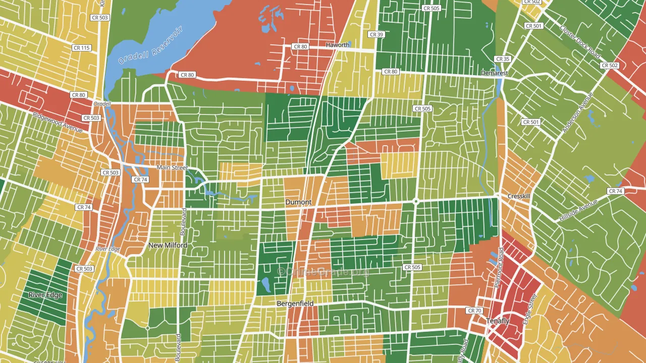 Dumont, NJ Map of Burglary Rates