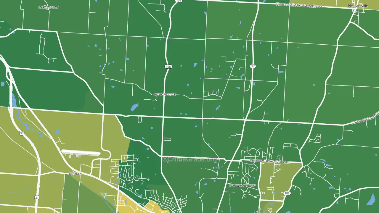 Dumontville, OH Map of Burglary Rates