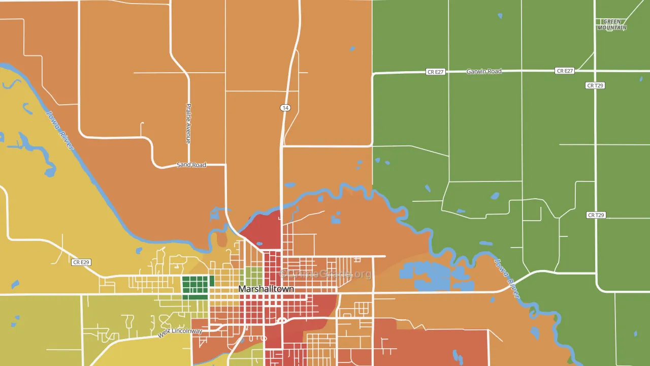 Dunbar, IA Map of Burglary Rates