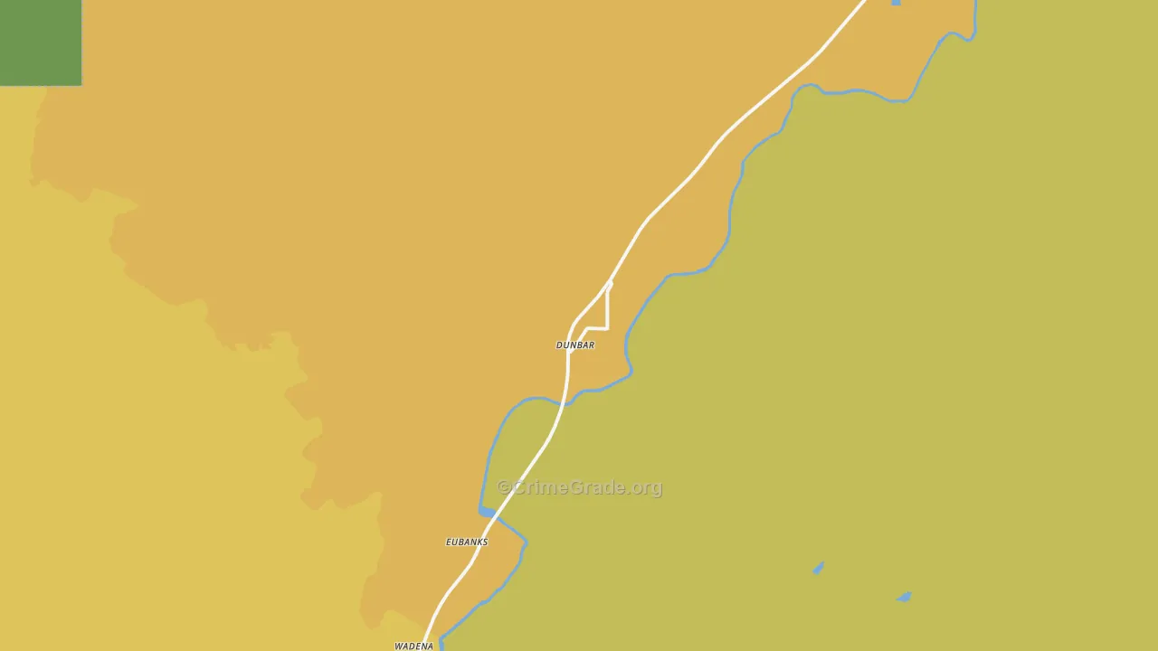 Dunbar, OK Map of Burglary Rates