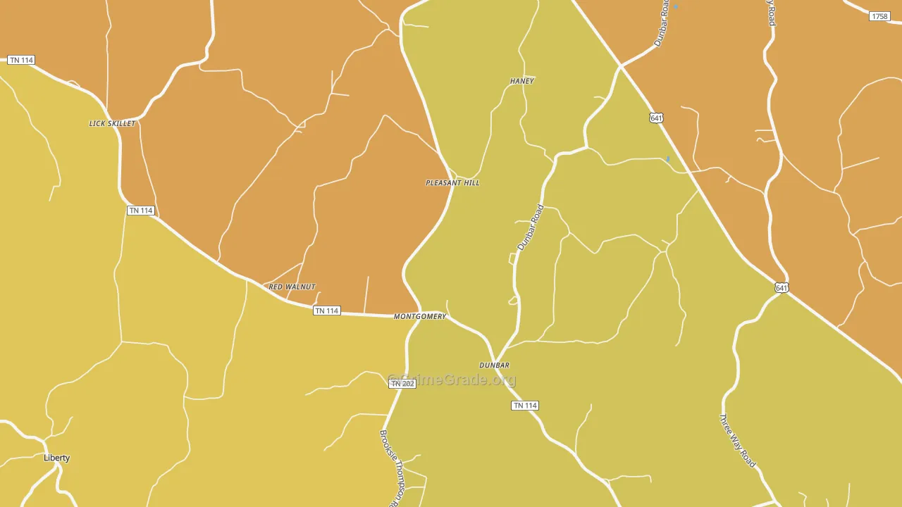Dunbar, TN Map of Burglary Rates
