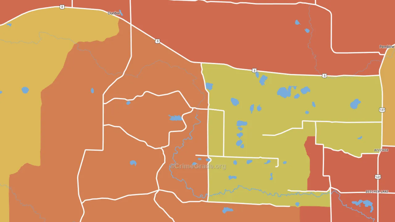 Dunbar, WI Map of Burglary Rates