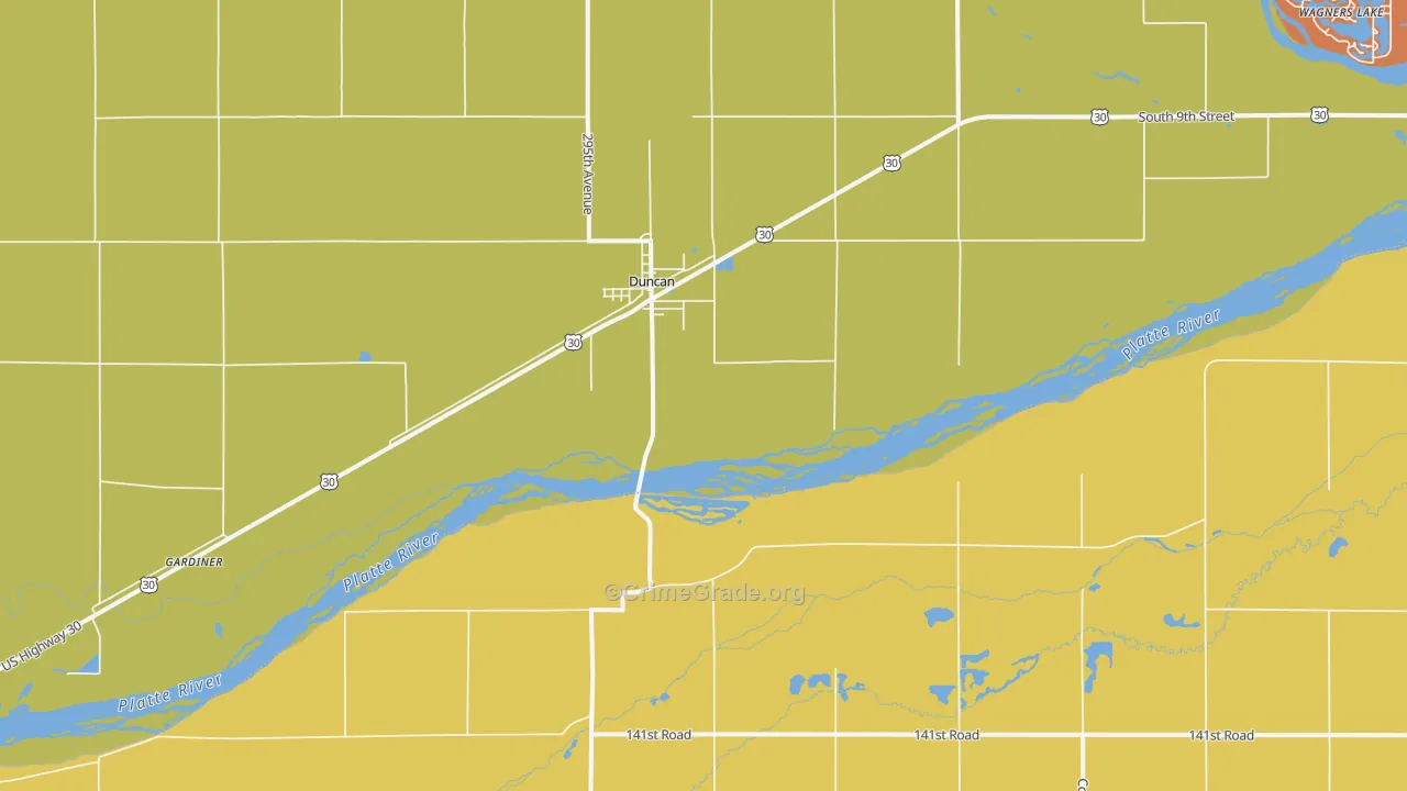 Duncan, NE Map of Burglary Rates