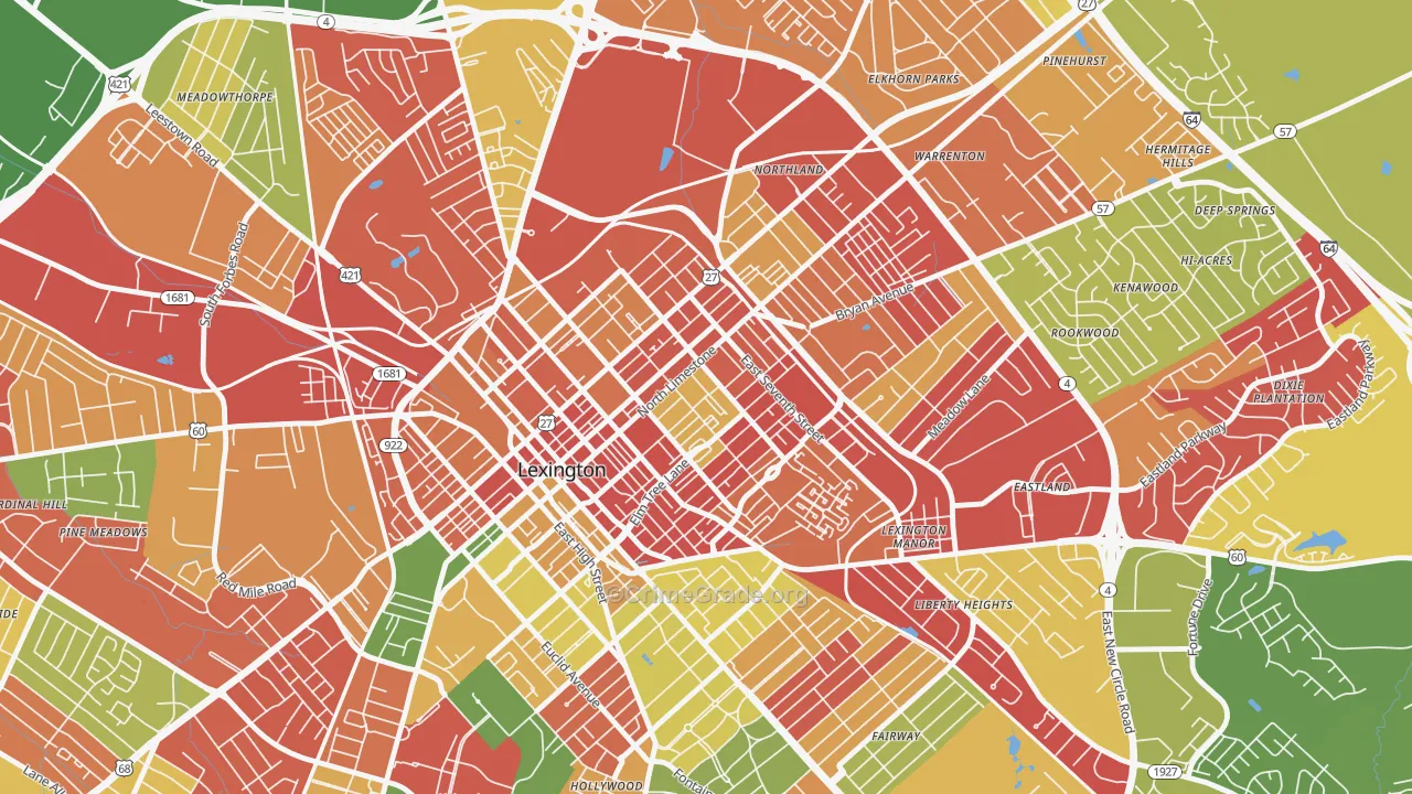 Duncan Park, Lexington, KY Map of Burglary Rates