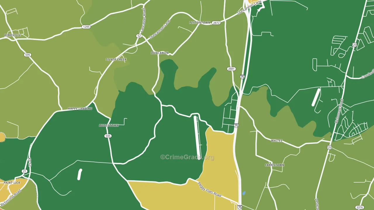Duncanon, KY Map of Burglary Rates