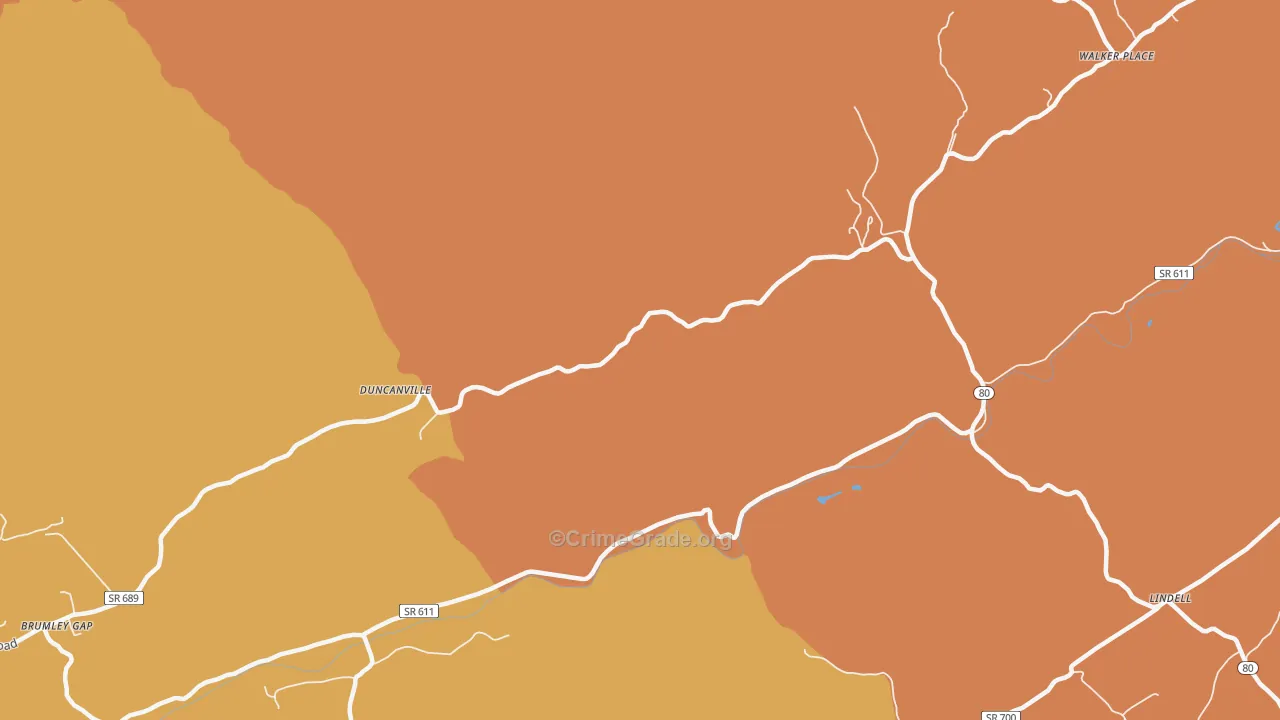 Duncanville, VA Map of Burglary Rates