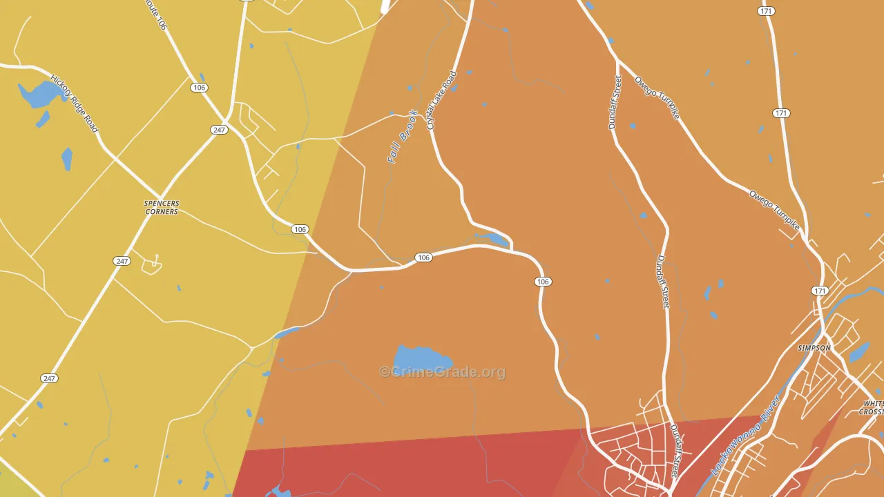 Dundaff, PA Map of Burglary Rates