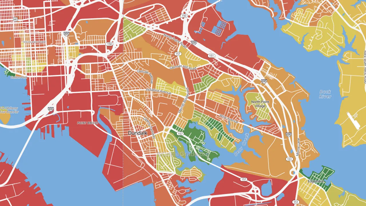 Dundalk, MD Map of Burglary Rates
