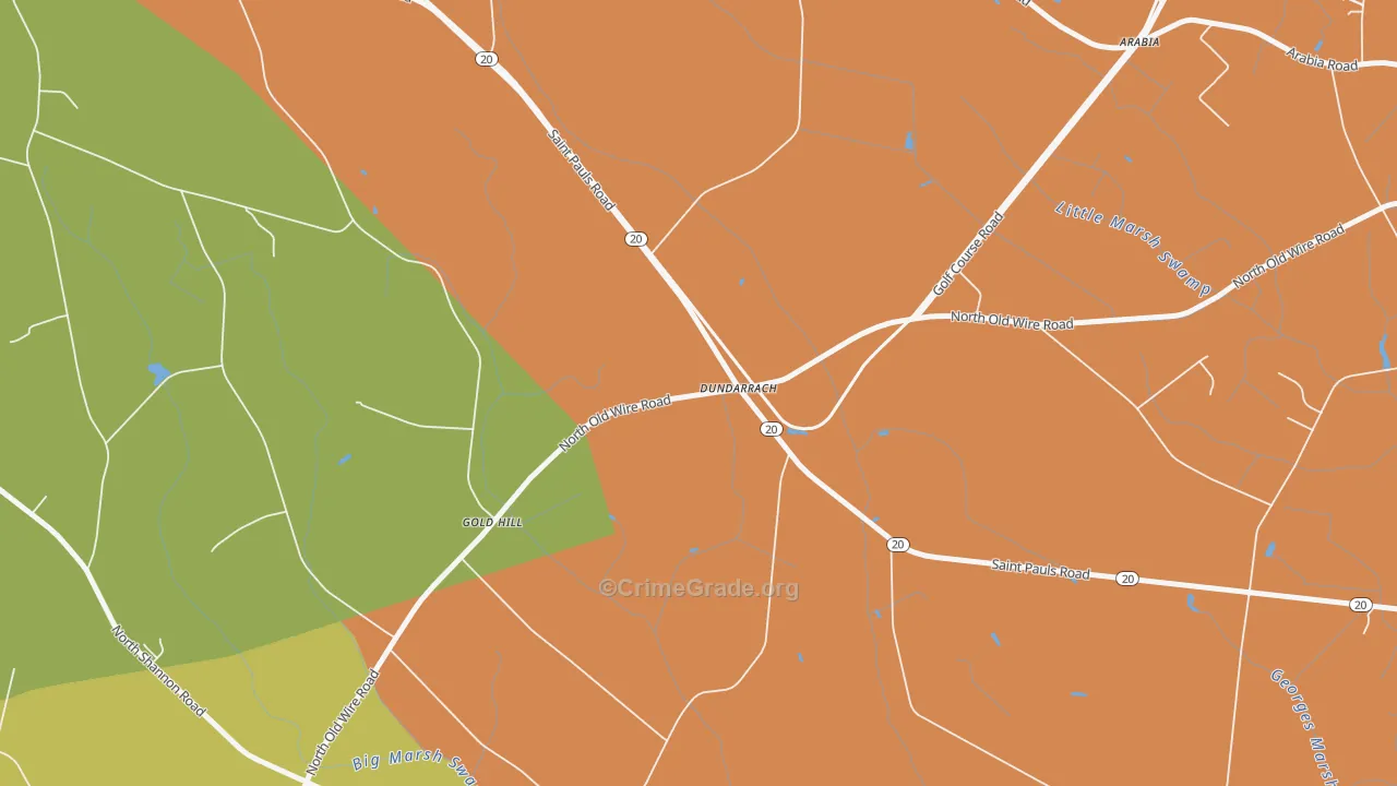 Dundarrach, NC Map of Burglary Rates