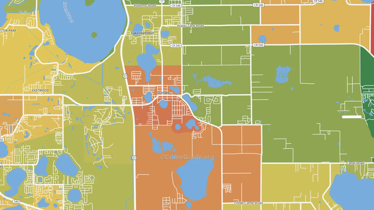 Dundee, FL Map of Burglary Rates