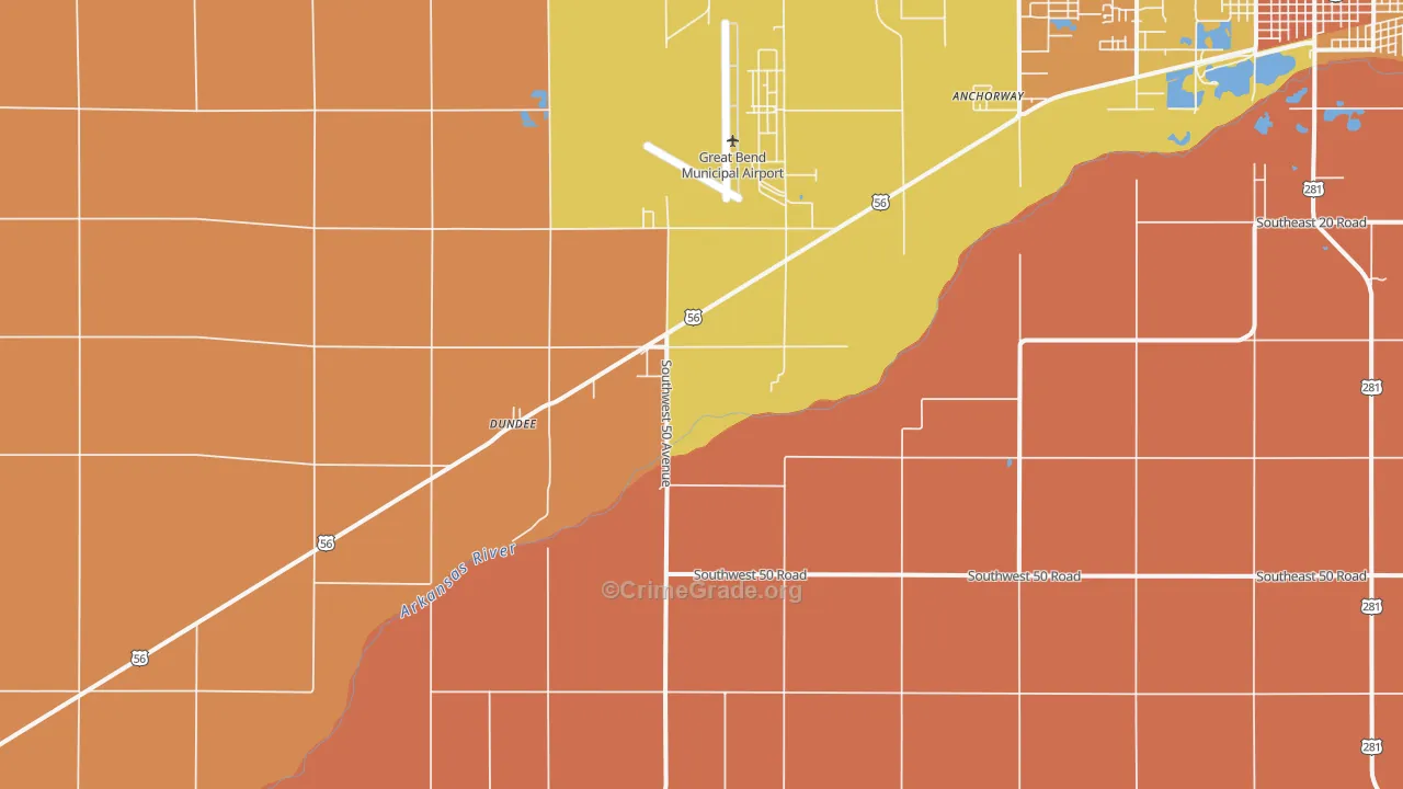 Dundee, KS Map of Burglary Rates