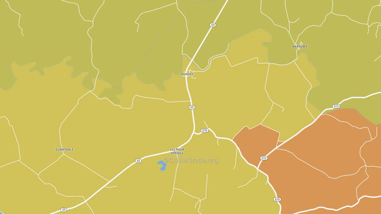 Dundee, KY Map of Burglary Rates