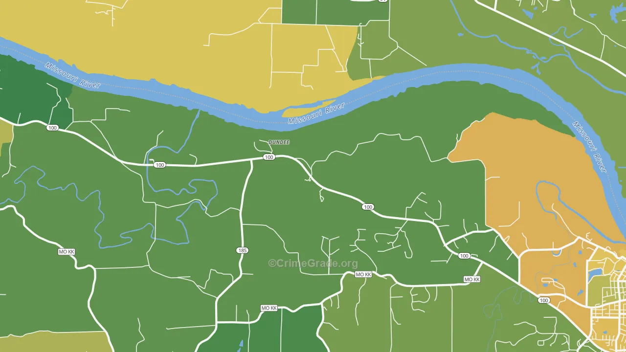 Dundee, MO Map of Burglary Rates