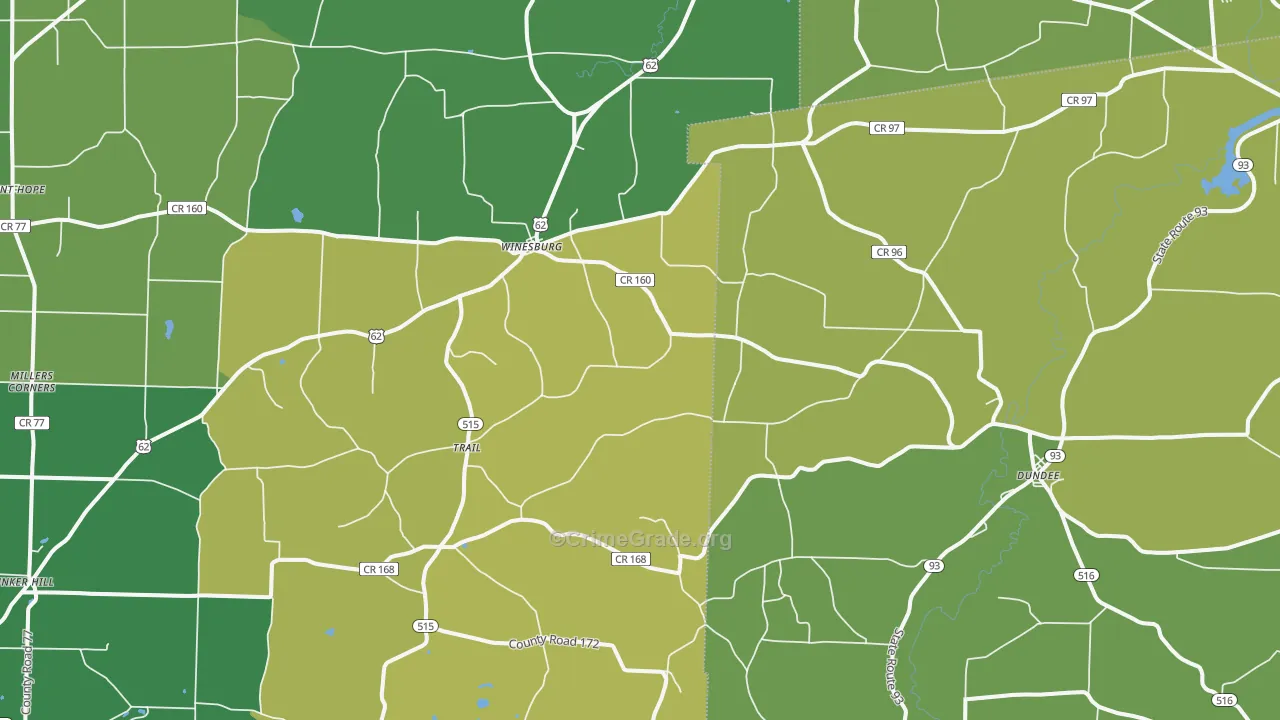 Dundee, OH Map of Burglary Rates