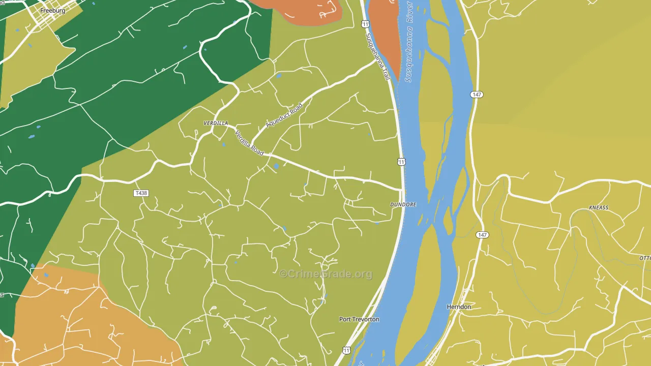 Dundore, PA Map of Burglary Rates