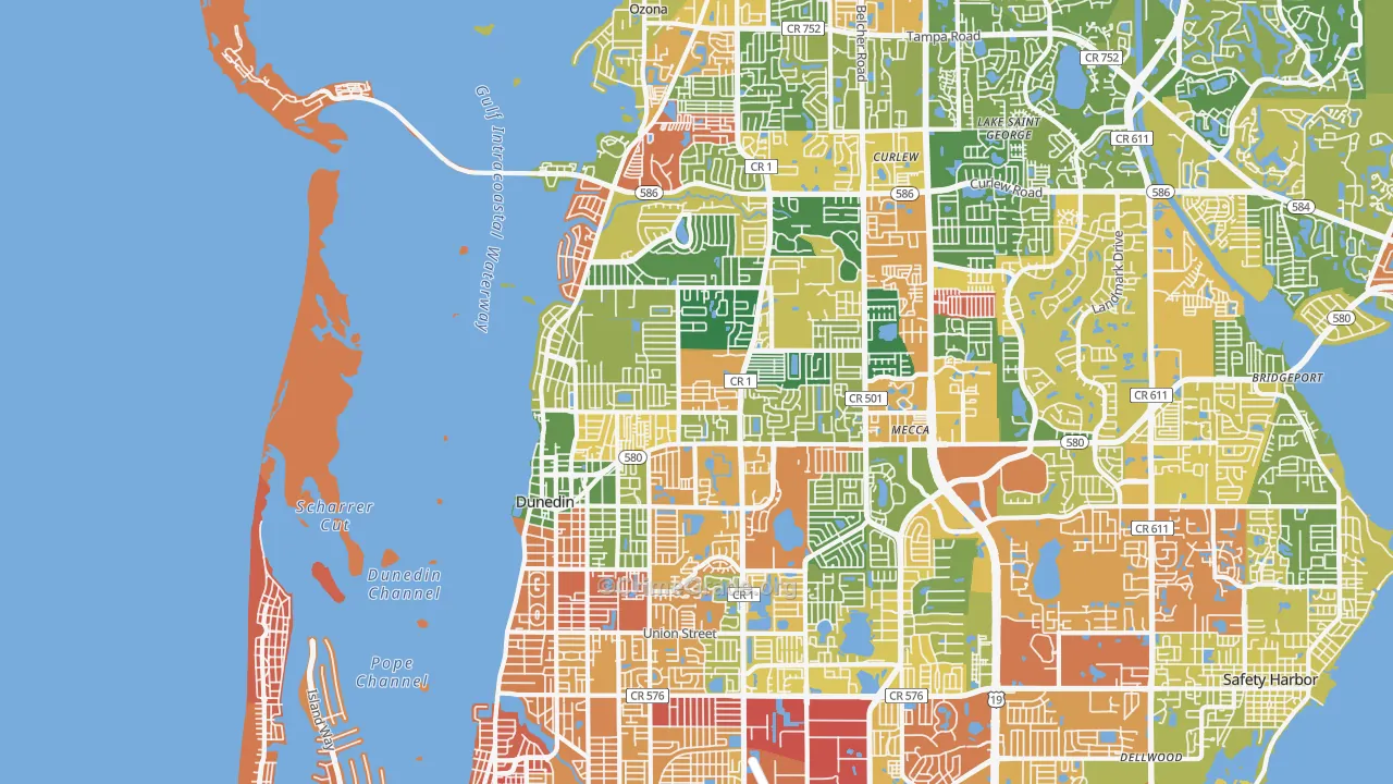 Dunedin, FL Map of Burglary Rates